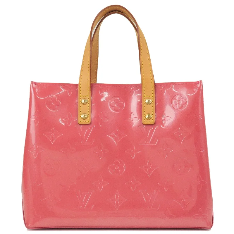 Louis Vuitton tote bags with a printed LV logo on the front for brand visibilityLouis Vuitton Monogram Vernis Lead PM Hand Bag Framboise M9132F