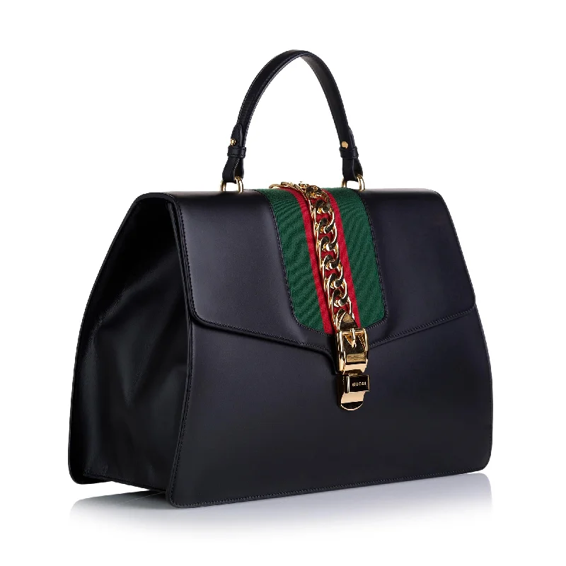 Gucci tote bags for women with a printed Gucci logoGucci Sylvie Web Satchel (SHG-KfaaUg)