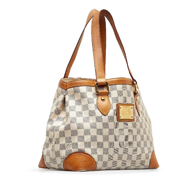 Louis Vuitton handbags with a patent - leather finish for a shiny lookWhite Louis Vuitton Damier Azur Hampstead PM Tote Bag