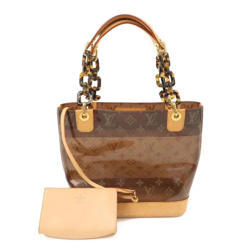 Louis Vuitton handbags with a patent - leather finish for a shiny lookLouis Vuitton Monogram Vinyl Cabas Ambre PM Tote Bag M92502