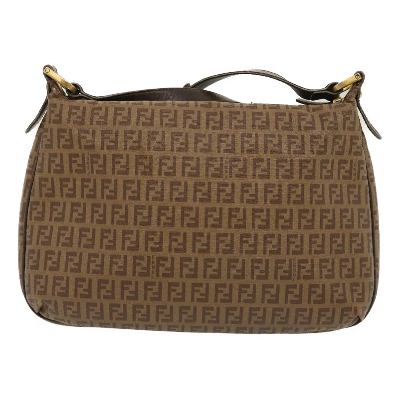 Fendi By The Way bags with a large capacity and a drawstring closureFENDI Zucchino Canvas Shoulder Bag Brown Auth am2491g