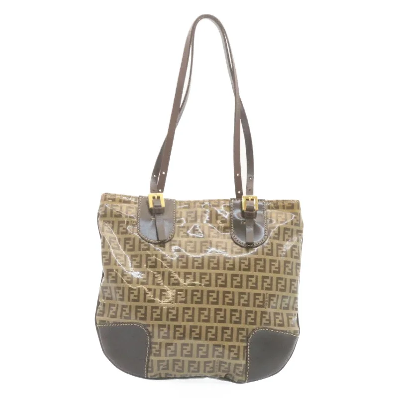 Fendi Sunshine Shopper bags with a contrast - stitched handle for a unique and stylish lookFENDI Zucchino Canvas Mamma Baguette Shoulder Bag Enamel Brown  34666