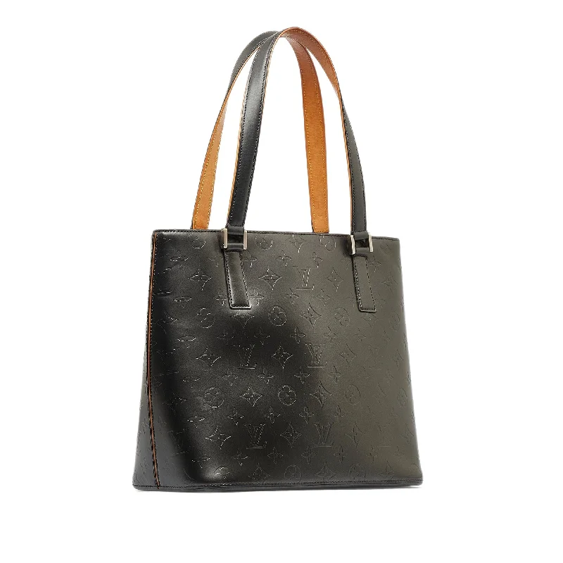 Louis Vuitton tote bags with a double - handle and shoulder - strap optionBlack Louis Vuitton Monogram Mat Stockton Tote Bag