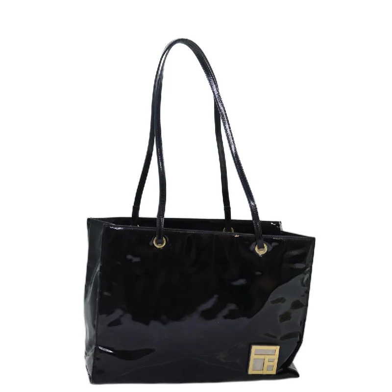 Fendi backpacks with a padded back panel for comfort during long - distance travelFENDI Tote Bag Enamel Black  bs14475