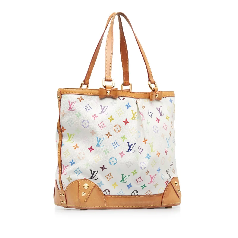 Louis Vuitton bags with a front - zip pocket for small items like keysWhite Louis Vuitton Monogram Multicolore Sharleen MM Tote Bag