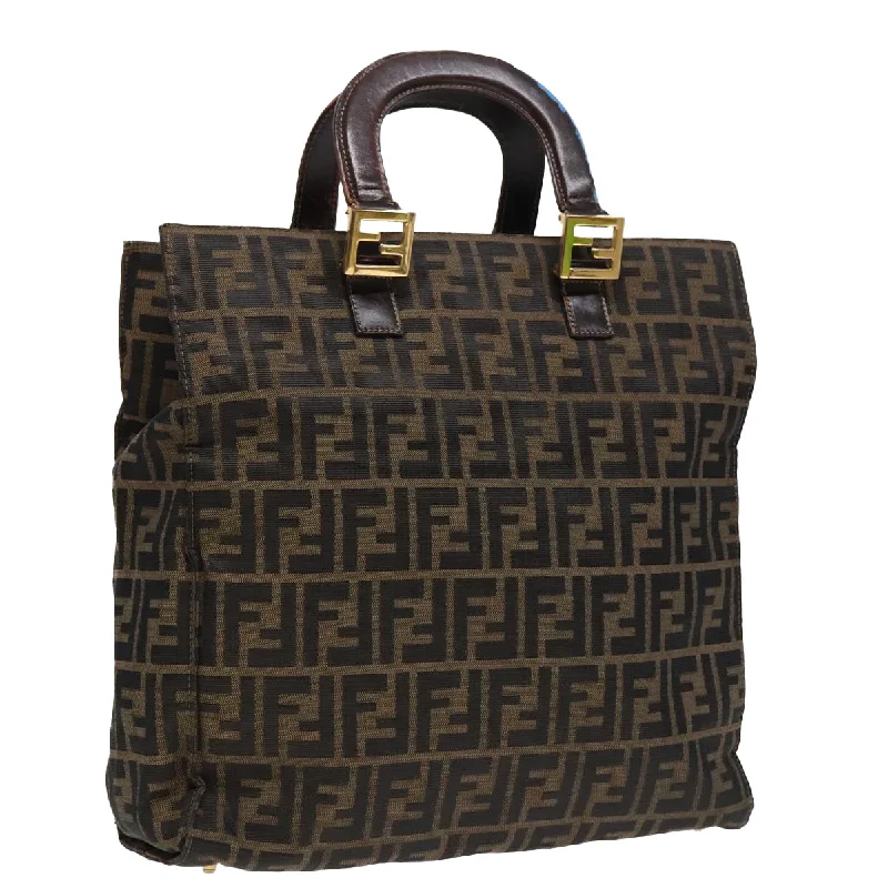 Fendi bags with a zippered interior pocket for separating items and keeping them organizedFENDI Zucca Canvas Hand Bag Brown  91561