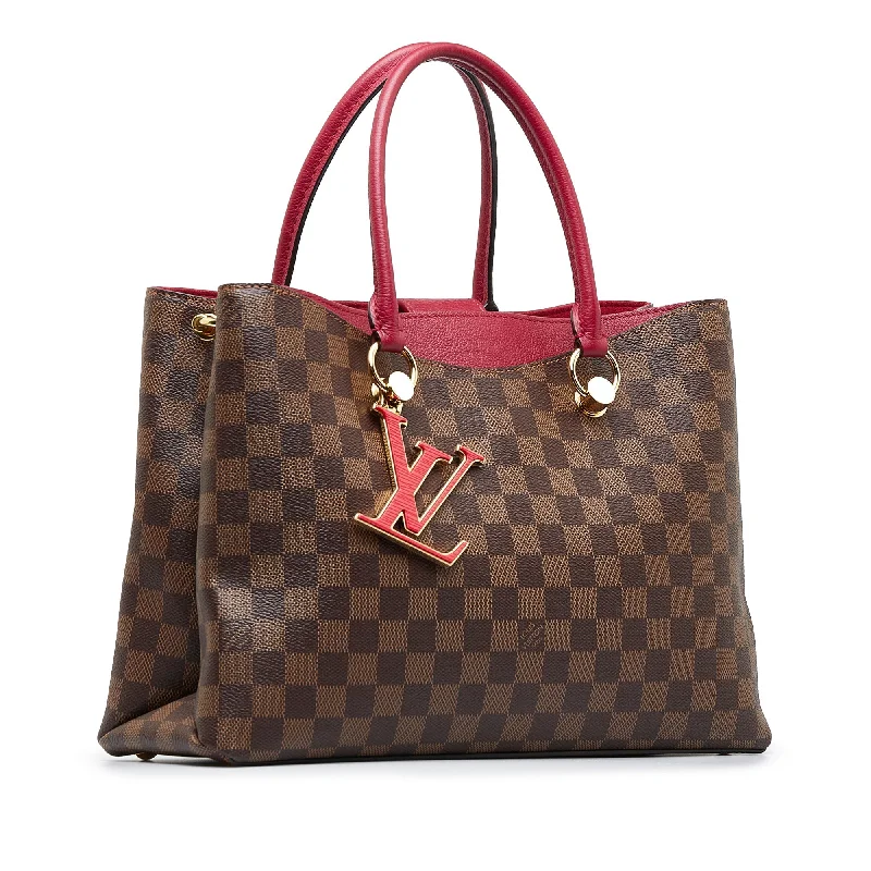 Louis Vuitton bags with a front - flap pocket for quick - access itemsBrown Louis Vuitton Damier Ebene Riverside Tote Bag