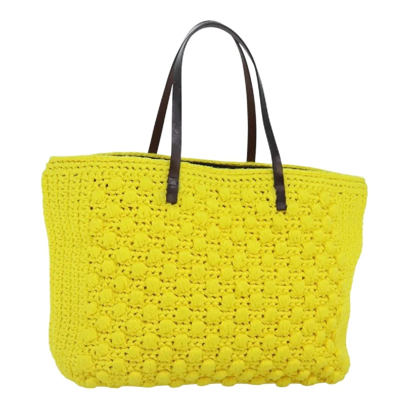 Fendi crossbody bags with a woven leather strap for a unique texture and visual appealFENDI Tote Bag Cotton Yellow Silver  93257