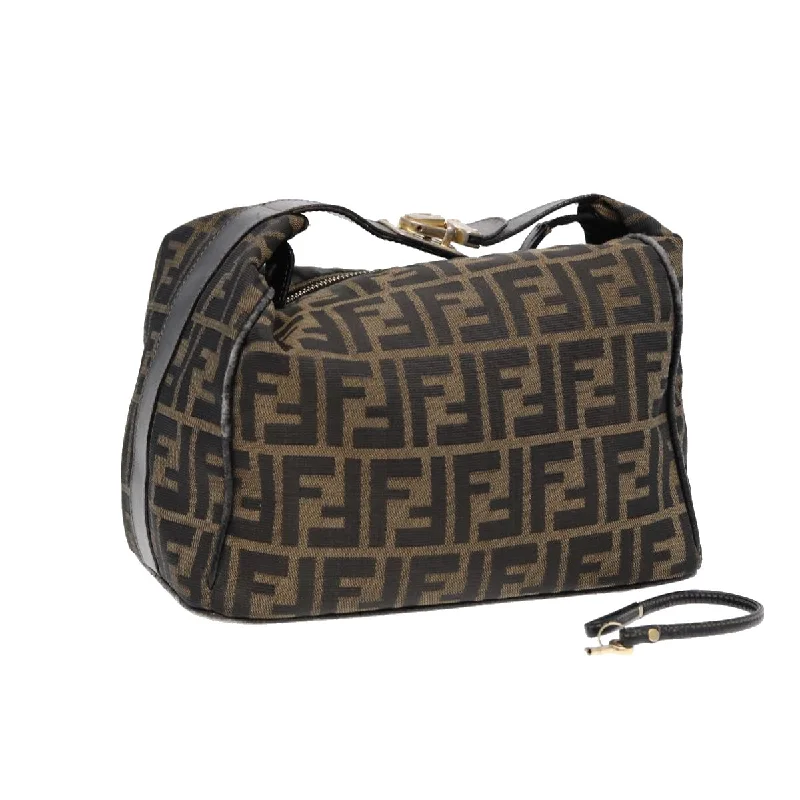 Fendi Baguette bags with a detachable shoulder strap for hands - free convenienceFENDI Zucca Canvas Hand Bag Brown  87646