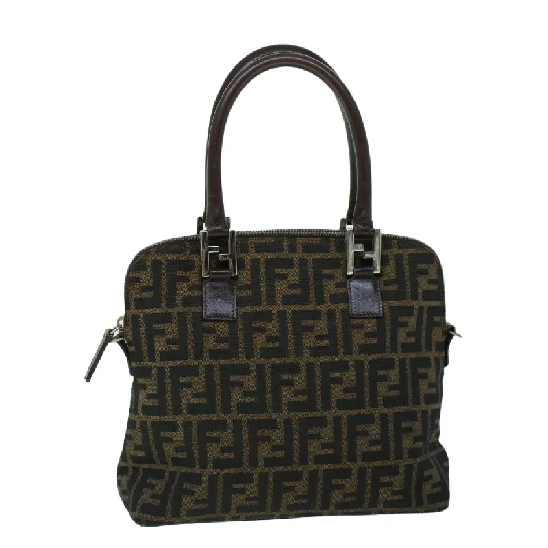 Ladies Fendi shoulder bags with a detachable key fob for easy key managementFENDI Zucca Canvas Hand Bag Brown  53776