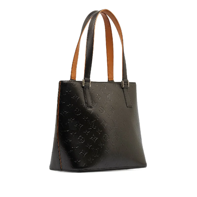 Louis Vuitton bags with a magnetic snap closure for easy accessBlack Louis Vuitton Monogram Mat Stockton Tote Bag