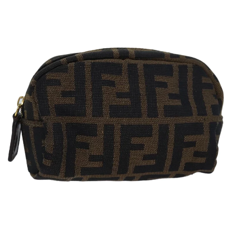 Fendi bags with a detachable camera holder for photography enthusiastsFENDI Zucca Canvas Pouch Brown  fm3578