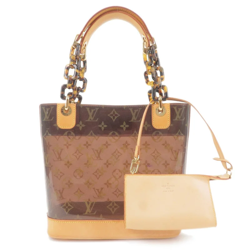 Louis Vuitton bags with a snap - button closure and a decorative charm for styleLouis Vuitton Monogram Vinyl Cabas Ambre PM Tote Bag M92502