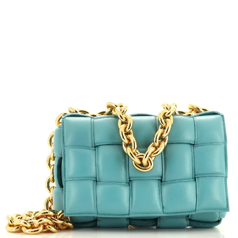 Ladies Gucci shoulder bags with a magnetic - closure flapCassette Chain Crossbody Bag Padded Maxi Intrecciato Leather