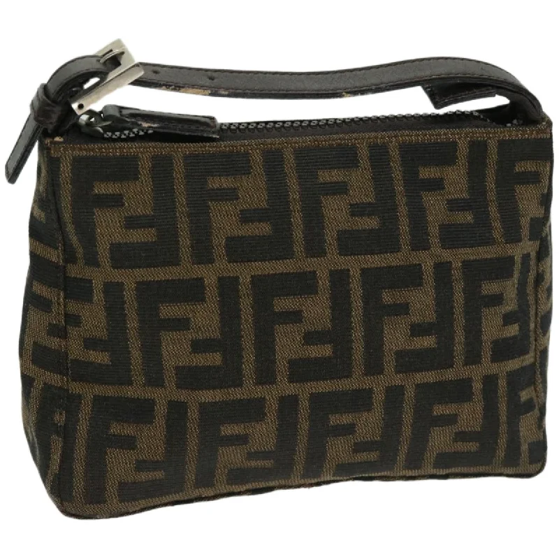 Fendi crossbody bags with a convertible strap that can be worn multiple waysFENDI Zucca Canvas Hand Bag Black Brown  yk10821