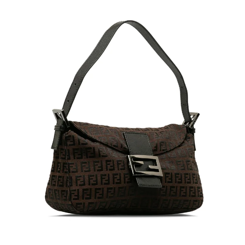 Medium - sized Fendi shoulder bags in rich, deep colors like burgundy for a sophisticated appearanceFendi Zucchino Double Flap Baguette (SHG-WAc2kE)