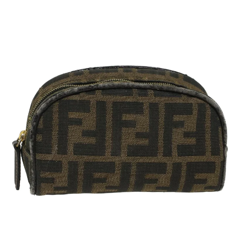 Fendi Sunshine Shopper bags with a contrast - stitched handle for a unique and stylish lookFENDI Zucca Canvas Pouch Black Brown  yb178