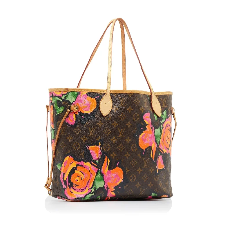 Louis Vuitton bags with a front - zip pocket for small items like keysBrown Louis Vuitton Monogram Roses Neverfull MM Tote Bag