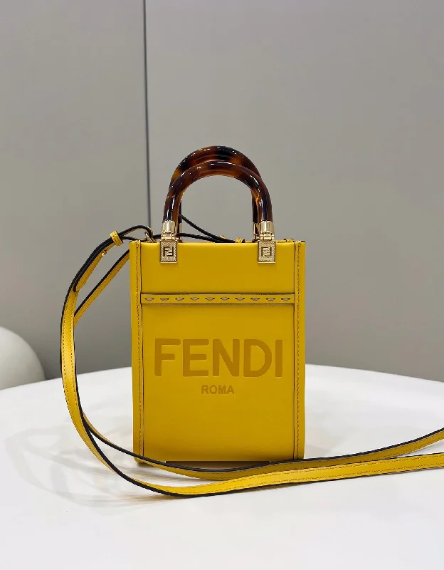 Fendi backpacks with a multi - pocket organization for better functionalityFendi Sunshine Shopper Yellow Mini Bag