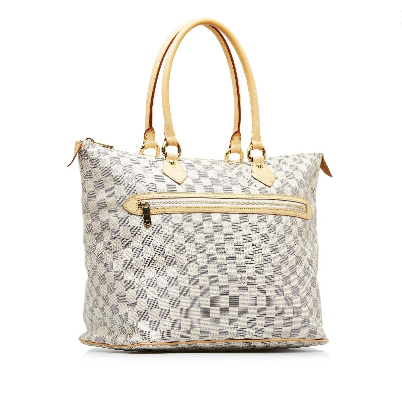 Medium - sized Louis Vuitton tote bags for work and shoppingWhite Louis Vuitton Damier Azur Saleya GM Tote Bag