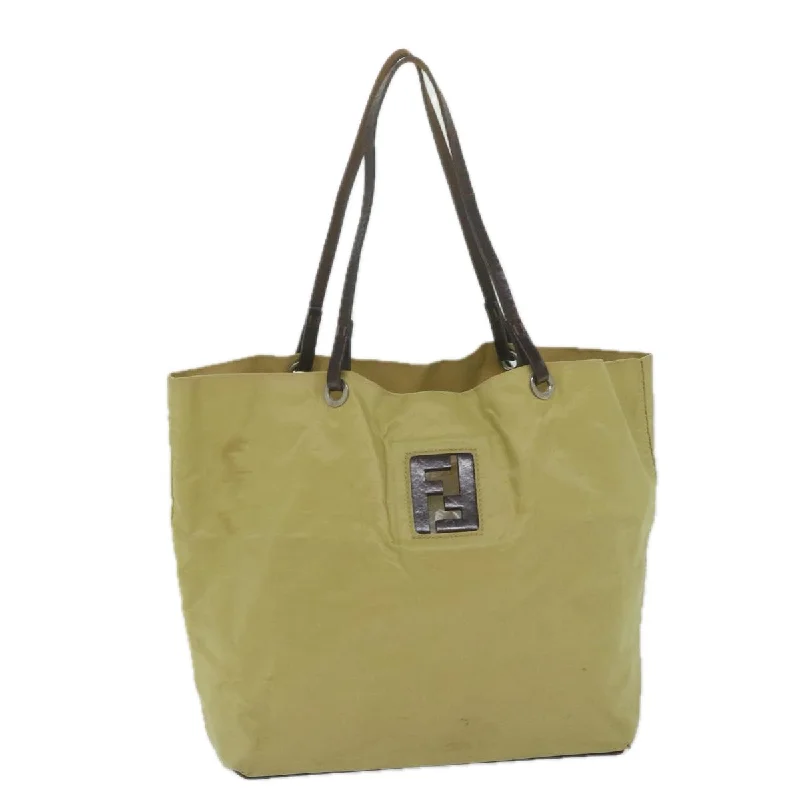 Fendi By The Way bags with a laser - cut leather detail for a modern and intricate lookFENDI Tote Bag Nylon Beige  bs10498