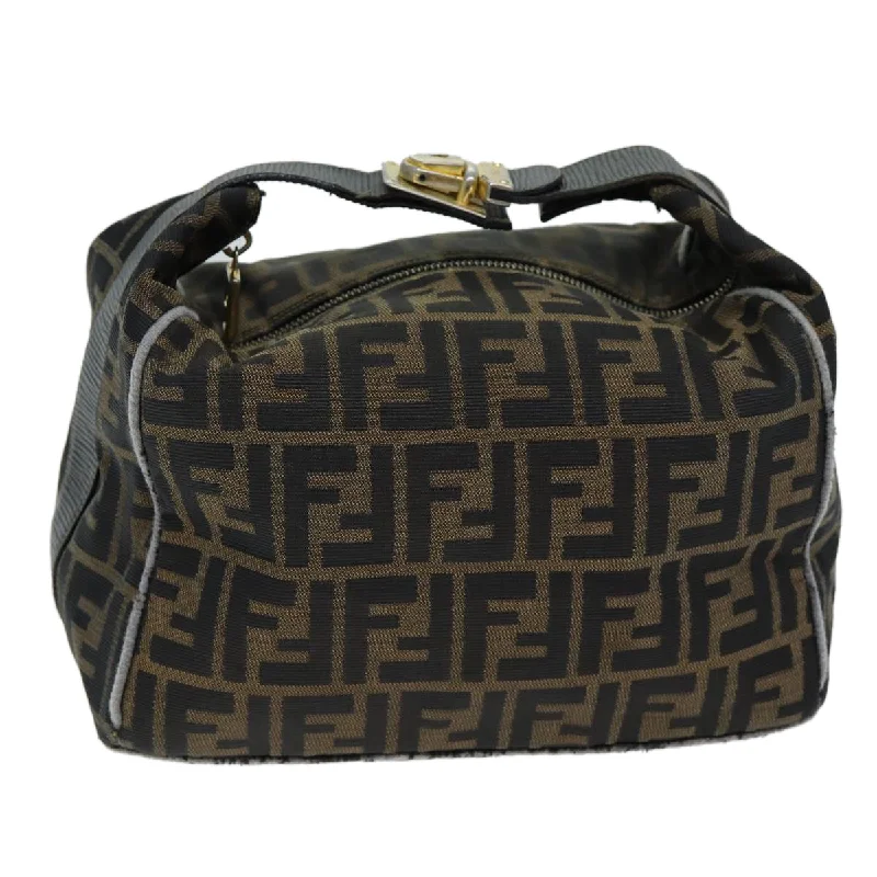 Ladies Fendi handbags with a detachable wallet insert for added convenienceFENDI Zucca Canvas Hand Bag Black Brown  fm3460