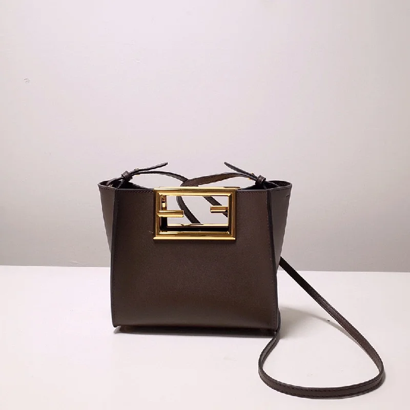 Fendi bags with a back - zip pocket for storing valuables securelyFendi Way Small Dark Grey Bag