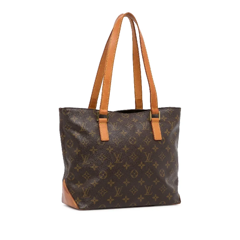 Louis Vuitton tote bags with a printed LV logo on the front for brand visibilityBrown Louis Vuitton Monogram Cabas Piano Tote Bag