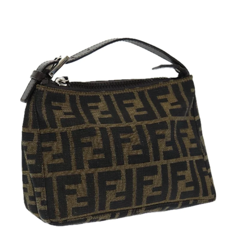 Fendi bags with a chain - link trim and a leather body for a modern and edgy lookFENDI Zucca Canvas Hand Bag Brown  am6678