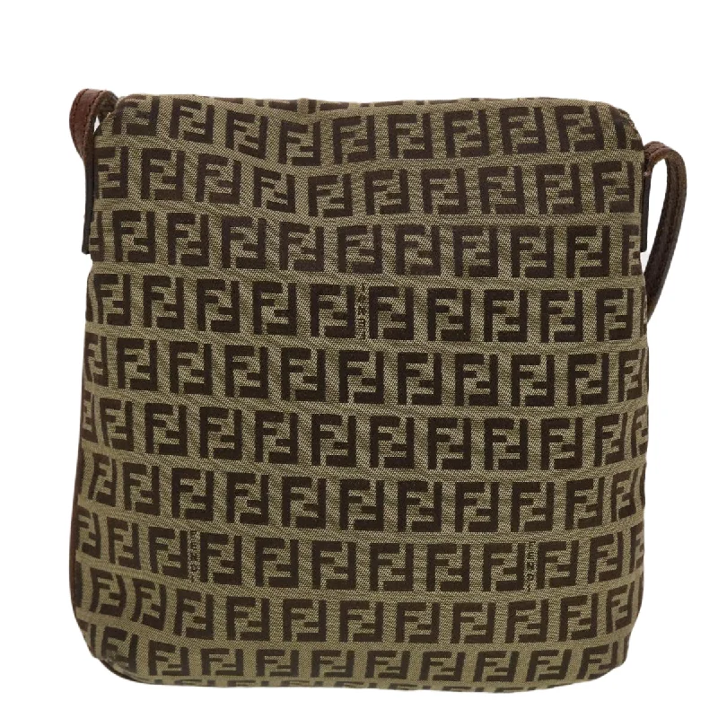 Fendi By The Way bags with a detachable pouch for separating small itemsFENDI Zucchino Canvas Shoulder Bag Brown 2228-8BT075-TN9069  rd5064