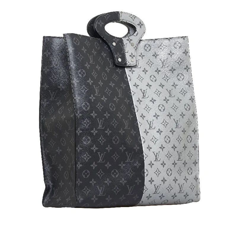 Louis Vuitton bags with a front - flap pocket for quick - access itemsBlack Louis Vuitton Split Monogram Eclipse North South Tote