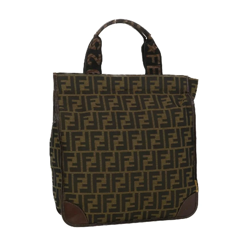 Ladies Fendi Peekaboo bags with a detachable shoulder strap for different carrying optionsFENDI Zucca Canvas Hand Bag Black Brown 2321.26555.098  ar9639