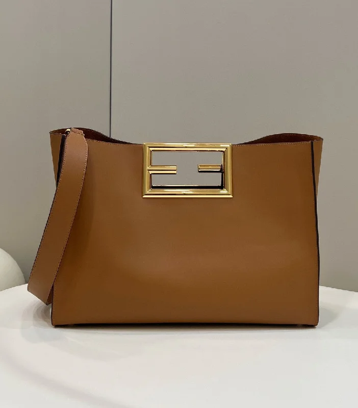 Fendi bags with a touch - screen - friendly pocket for using devices without taking them outFendi Way Medium Brown Bag