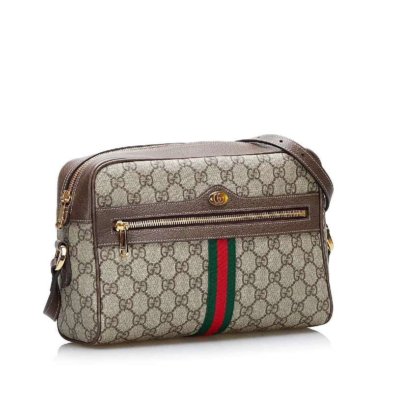 Women Gucci Sylvie bags with a monogram - embossed leatherGucci GG Supreme Ophidia Crossbody (SHG-AbBdhs)