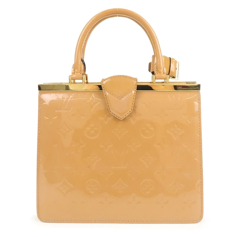 Louis Vuitton Alma bags with a leather - wrapped handle for a luxurious feelLouis Vuitton Monogram Vernis Dennis PM Hand Bag Beige M91760