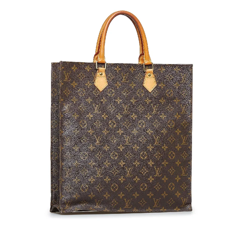 Louis Vuitton handbags with a patent - leather finish for a shiny lookBrown Louis Vuitton Monogram Sac Plat Tote Bag