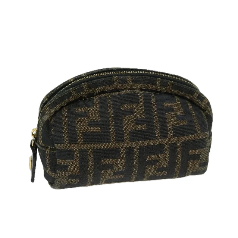 Fendi crossbody bags with a detachable fanny pack strap for a trendy and practical optionFENDI Zucca Canvas Pouch Brown Black  ar11515