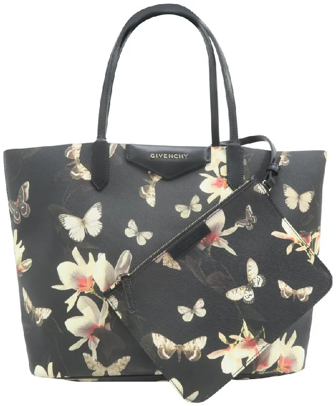 High-end designer bags for menGivenchy Medium Magnolia Floral Antigona Black Calfskin Tote