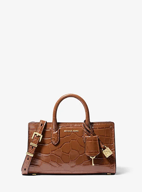 Michael Michael Kors Bags with fabric linings for a soft interiorMK Scarlett Extra-Small Crocodile Embossed Leather Crossbody Bag - Brown - Michael Kors