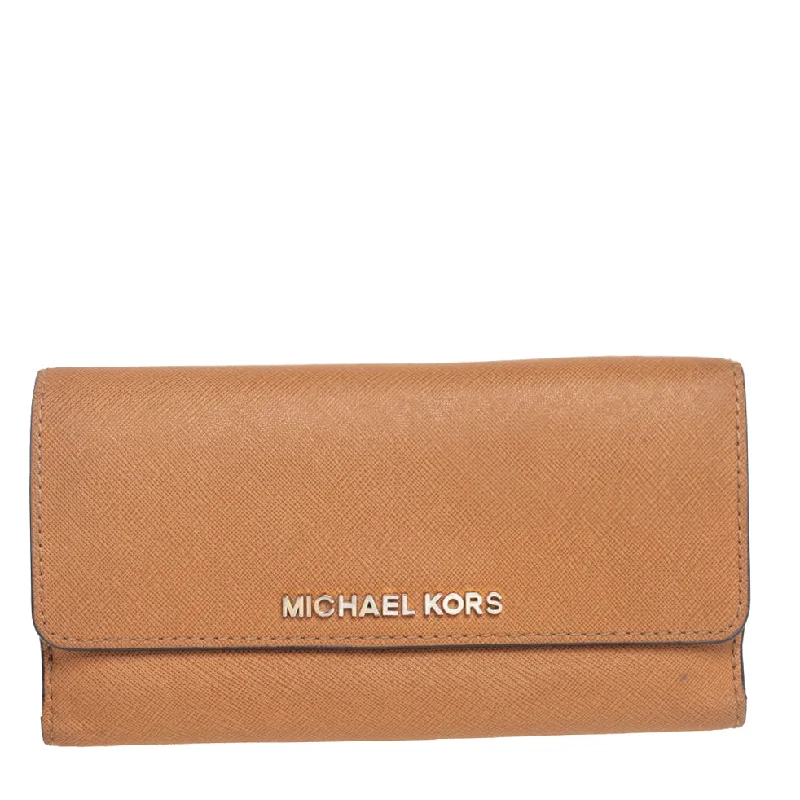 Michael Michael Kors Bags for technology expos in a tech - savvy and stylish designTan Leather Continental Wallet