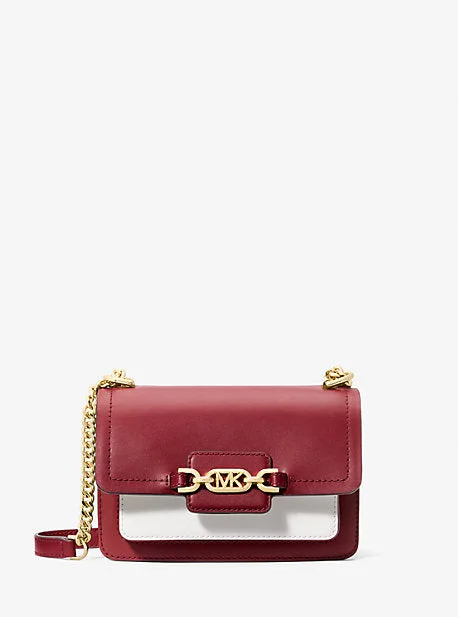 Michael Michael Kors Bags with gold - tone hardware for a touch of luxuryMK Heather Extra-Small Color-Block Leather Crossbody Bag - Red - Michael Kors