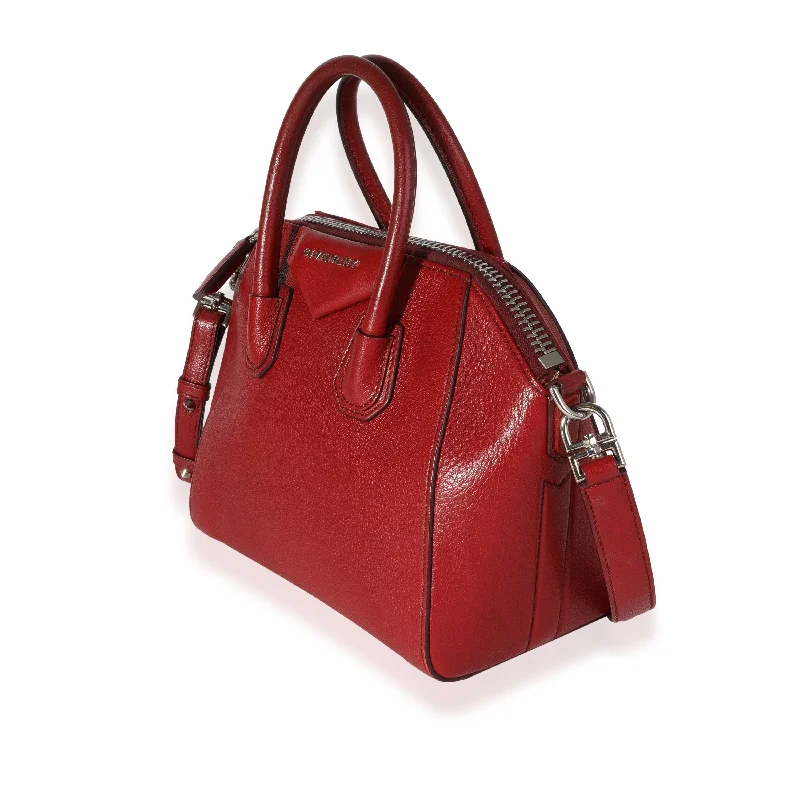 Designer bags with top handlesGivenchy Red Goatskin Mini Antigona Bag