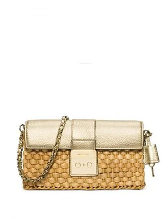 magnetic - snap Michael Michael Kors crossbody bags for easy accessMichael Michael Kors Straw Gabriella Large Clutch