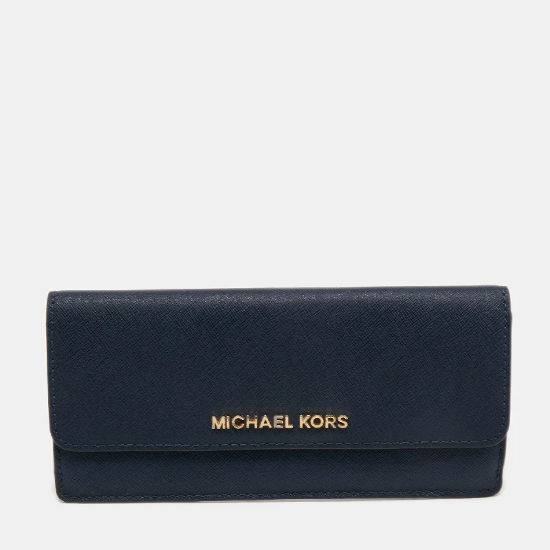 Michael Michael Kors Bags for job interviews to make a good impressionBlue Leather Jet Set Travel Wallet