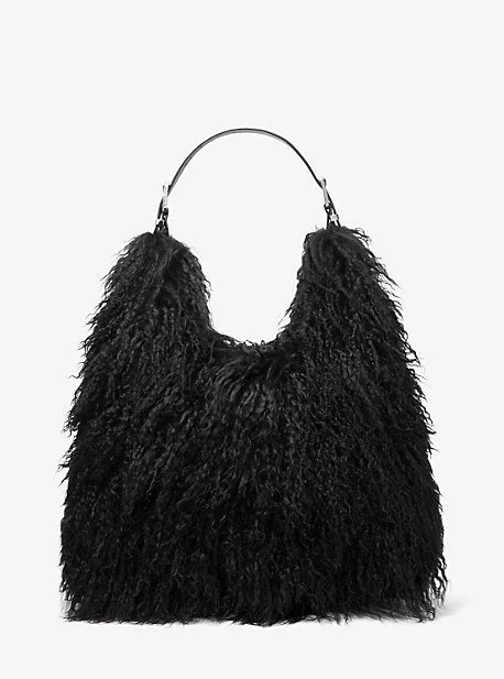 Michael Michael Kors Bags for family reunions to match the festive moodMK Nolita Large Shearling Leather Hobo Shoulder Bag - Black - Michael Kors