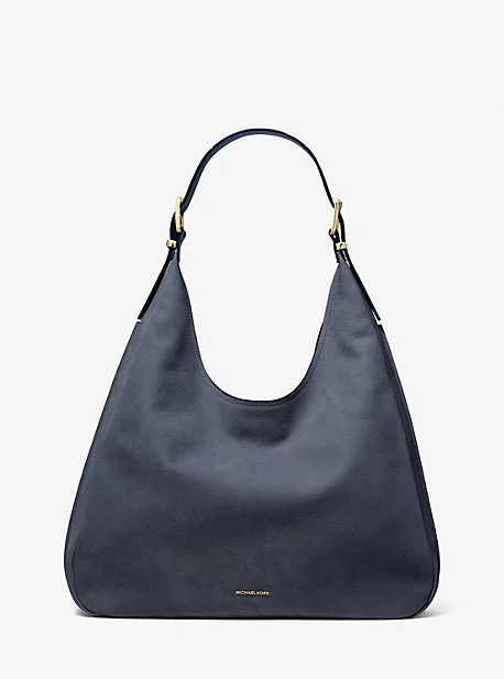 Michael Michael Kors Bags for group trips to stand out from the crowdMK Nolita Large Nubuck Hobo Shoulder Bag - Blue - Michael Kors