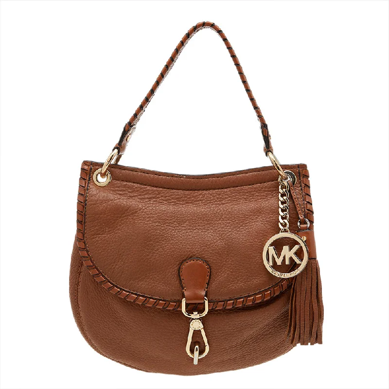 Michael Michael Kors Bags for meditation retreats in a simple and peaceful designBrown Leather Tassel Braided Flap Top Handle Bag