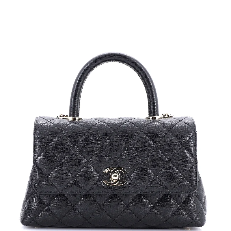 Designer bags with gold hardwareCoco Top Handle Bag Quilted Caviar Mini