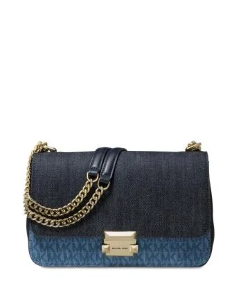 Michael Michael Kors Bags with fabric linings for a soft interiorMichael Michael Kors Sloan Signature Denim Chain Shoulder Bag