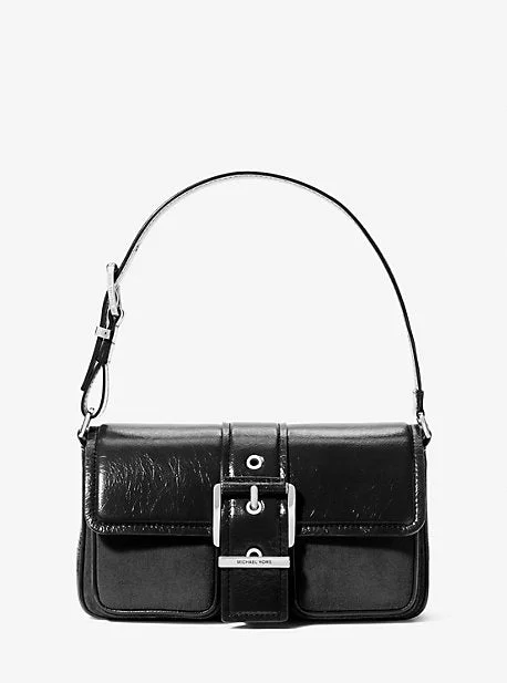 Michael Michael Kors Bags for shopping sprees in the cityMK Colby Medium Crackled Leather Shoulder Bag - Black - Michael Kors